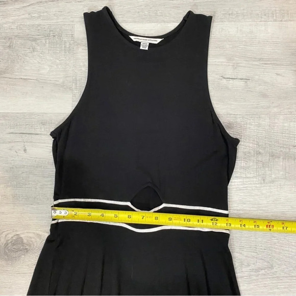 American Eagle Skater Dress Casual Black Stretchy Jersey Dress with White Trim - Picture 10 of 16